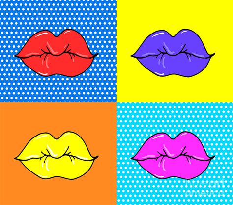 Pop Art Lips Warhol Style Poster Dot Digital Art By Oksanka007