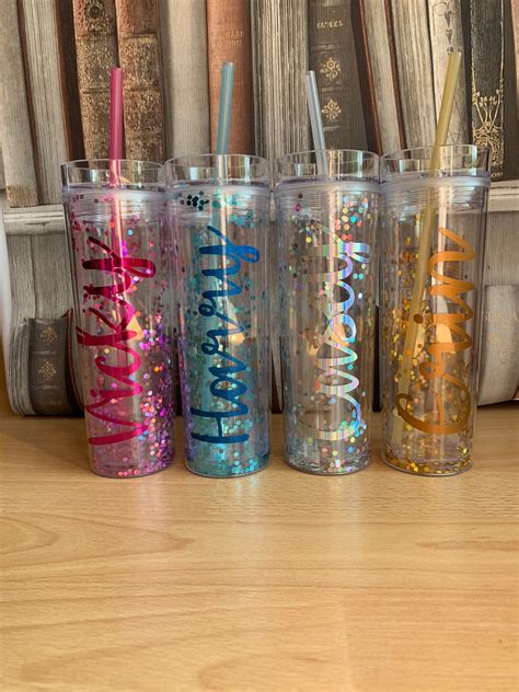 Personalised Glitter Cup Glitter Cup With Straw Glitter Etsy