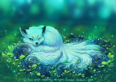 A Sleeping Kitsune Kitsune In 2020 With Images Mythical Creatures