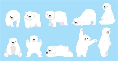 Cute Polar Bear Funny Character Set 1877048 Vector Art At Vecteezy