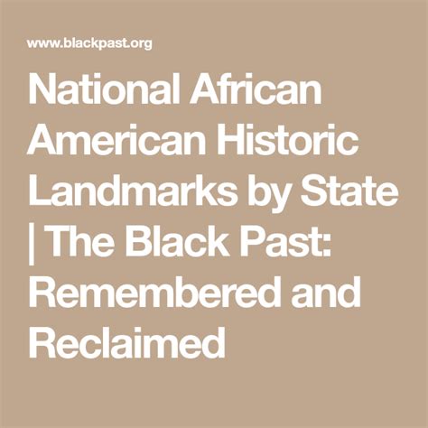 National African American Historic Landmarks By State The Black Past