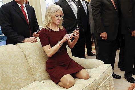 Kellyanne Conway Kneels On Oval Office Couch Twitter Erupts