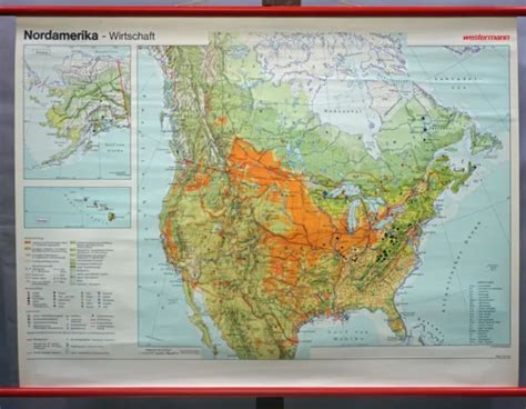 North America Economy Vintage Rollable Wall Chart £17036 Picclick Uk