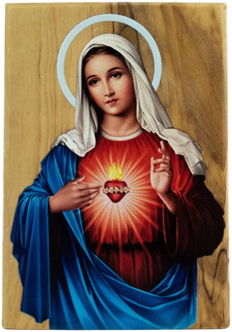 Buy Logos Trading Post Virgin Mary Immaculate Heart Icon Decor Holy Land Olive Wood Sacred