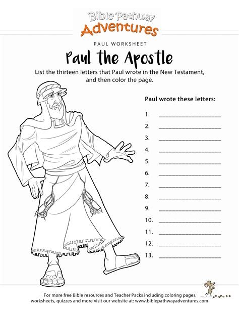Free Bible Worksheet Paul The Apostle Printable Bible Lesson For