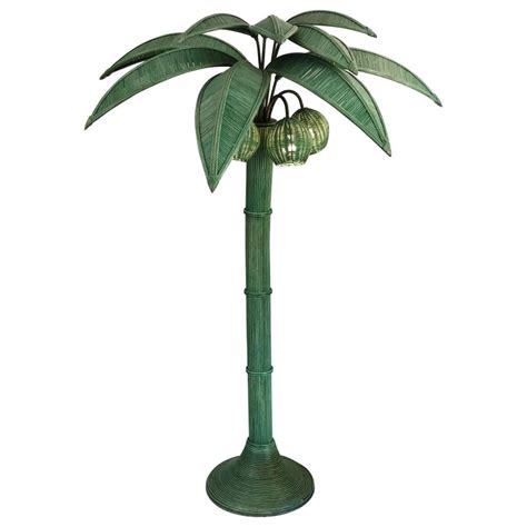 Hard to find replacement wicker chain. Mexican Wicker Rattan Palm Tree Floor Lamp by Mario Lopez Torres in Jade For Sale at 1stdibs
