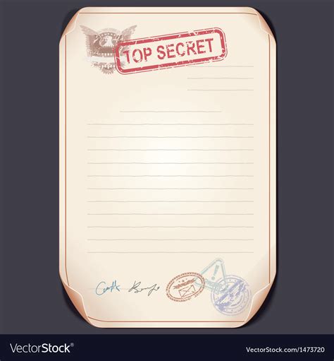 Old Top Secret Document On Table Template Vector Image