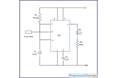 Touch Switch Using Monostable Mode Of 555 Timer Ic