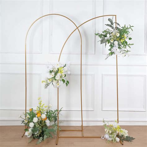 Efavormart 7ft Gold Metal Wedding Arch Chiara Backdrop Stand Half Moon