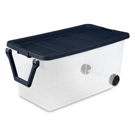 Storage Boxes Wheeled Tote Plastic Storage Container Box With Lid 40