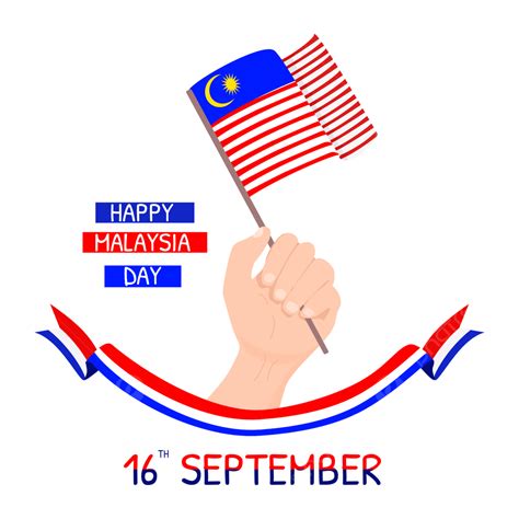 Gambar Selamat Hari Malaysia Dengan Tangan Memegang Bendera Vektor
