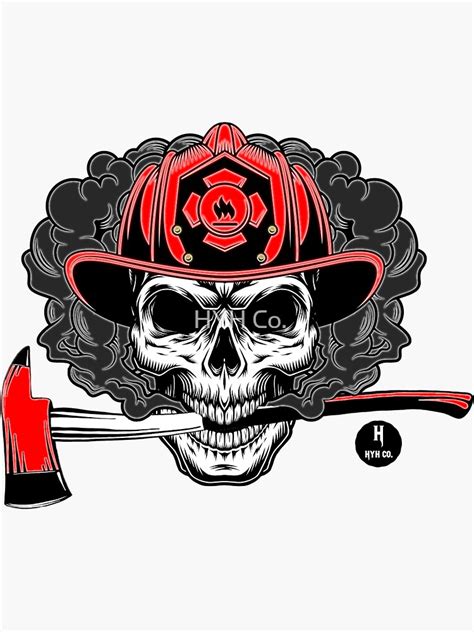 Firefighter Skull With Axe Sticker For Sale By Hyhco Redbubble