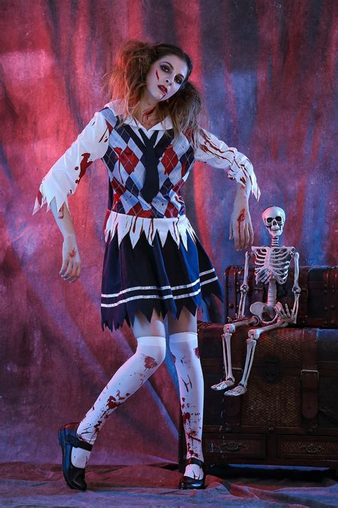 Halloween The Walking Dead Costume High School Girl Zombie Fancy Dress