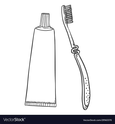 sketch tube toothpaste with toothbrush vector image