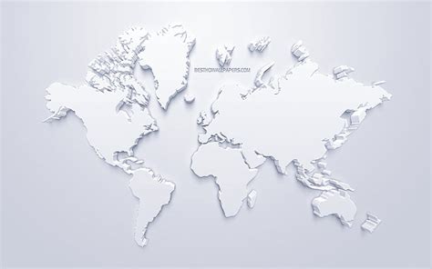 3d White World Map Stylish Art White Background 3d Artwork World