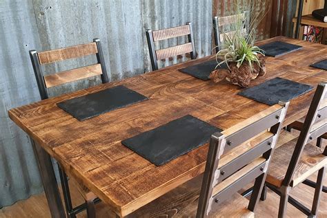 Industrial Dining Table With X Style Legs Reclaimed Wood Table Table