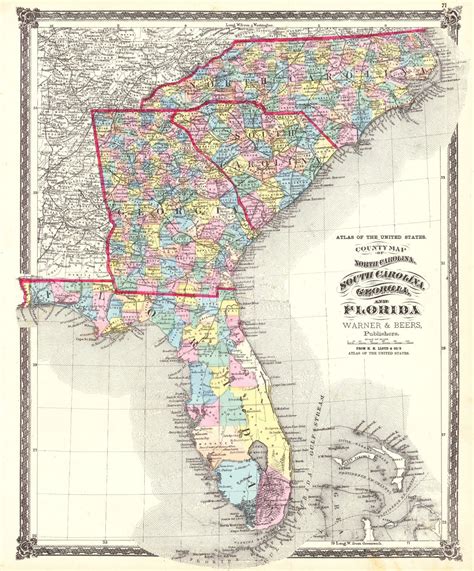 Map Antique Atlas Of The United States County Map Of North Carolina