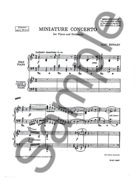 Alec Rowley Miniature Concerto Two Pianos Sheet Music Sheet Music