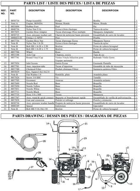 Coleman Powermate Pressure Washer Model Pw Replacement Parts Repair Kits Breakdowns
