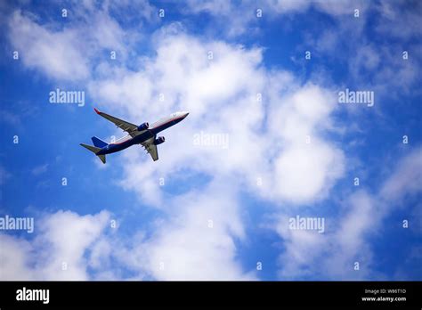 Passenger Commercial Plane In Flight The Aircraft Flies Airplane A