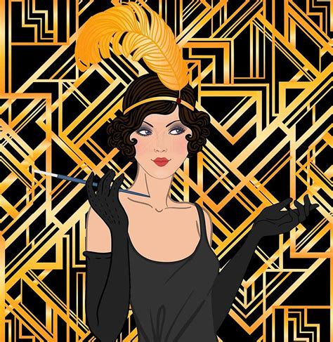 Art Decogoldblackflapper Girlthe Great Gatsby1920 Eravintage