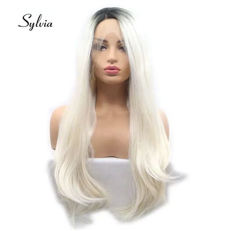 Buy Sylvia White Blonde Synthetic Lace Front Wigs Heat