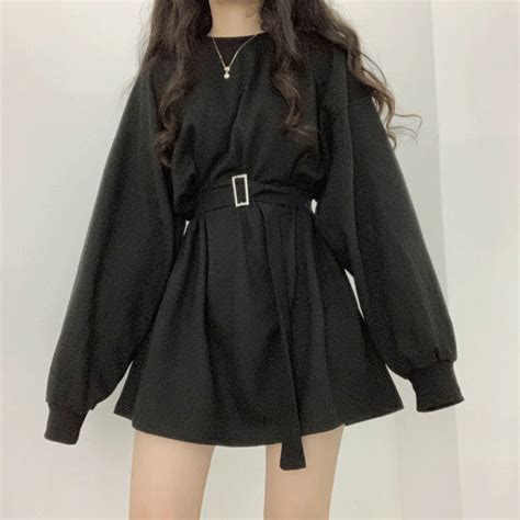 Chic Belted Oversize Pullover Korean Outfit Street Styles Kpop Fashion Kpop Fashion Outfits
