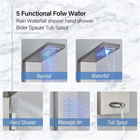 Buy AlenArt Shower Panel Tower System LED Multi Function Shower Tower