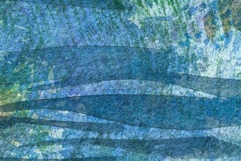 Abstract Art Background Navy Blue And Green Colors Watercolor Painting