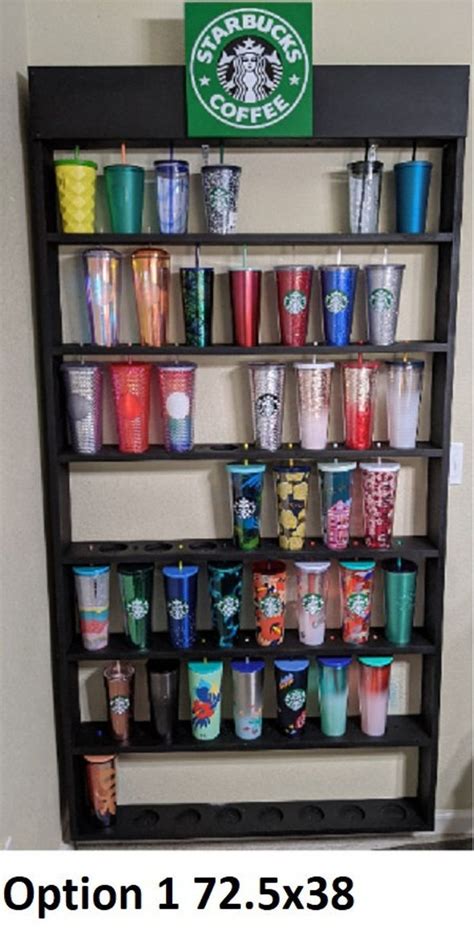 Starbucks Tumbler Cup Cold Cup Holder Rack Shelf Display Etsy Starbucks Tumbler Cup