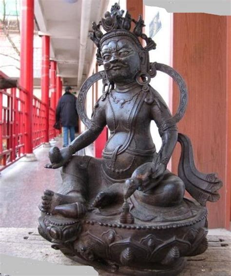 Tibet Buddhism Temple Copper Bronze God Of Wealth Yellow Jambhala