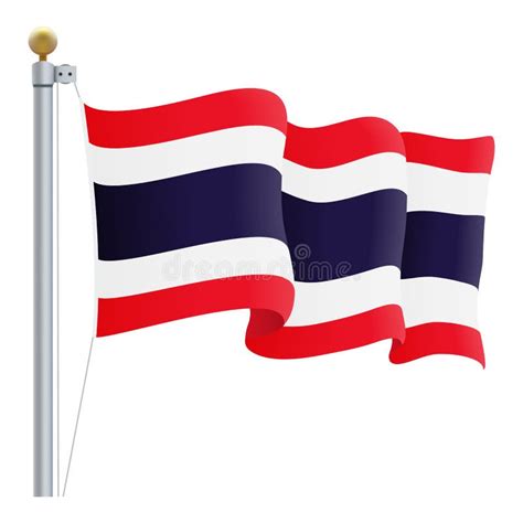 Waving Thailand Flag Isolated On A White Background Vector