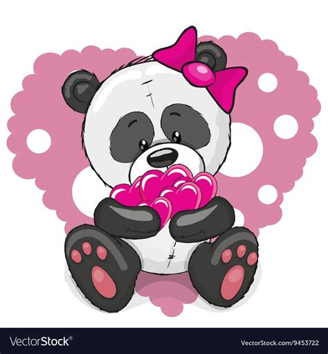 Panda With Hearts Royalty Free Vector Image Vectorstock Cute
