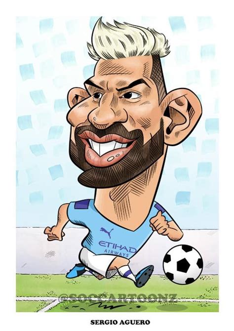 Sergio Aguero Manchester City Football Caricature Art Etsy Uk In
