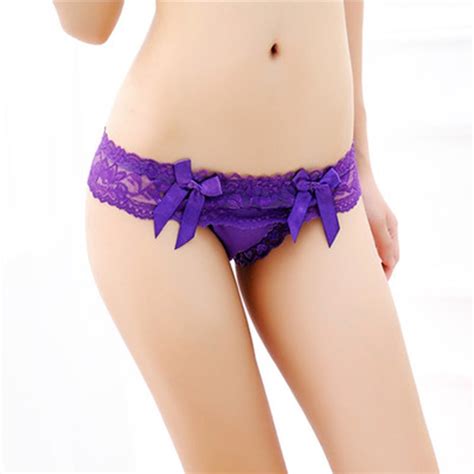 Sexy Perspective Lace Panties Womens Fashion Low Waist Flower Bow