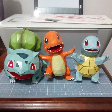 Pokemon Papercraft The Kanto Starters By Denissensei On Deviantart