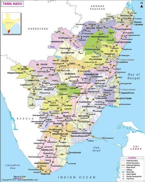 Tamil nadu and karnataka map : Tamil Nadu Map : State, District Information and Facts
