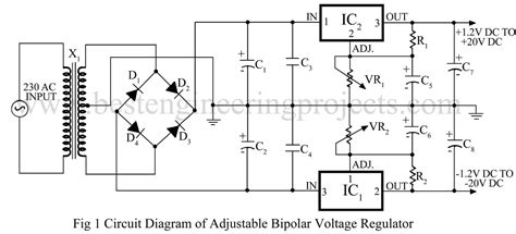 Adjustable Bipolar Voltage Regulator Circuit Using Lm337