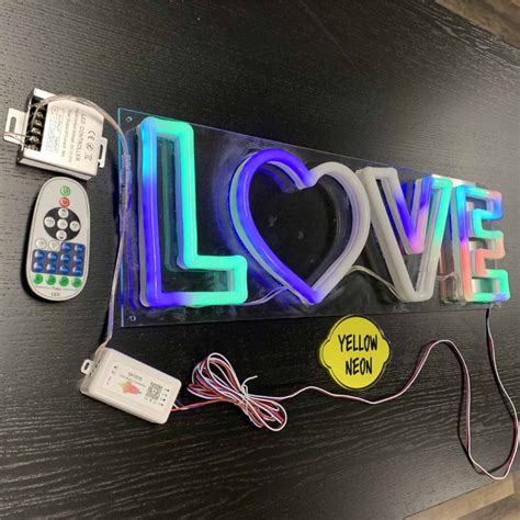 Love Led Neon Sign Rgb Color Chasing Yellow Neon