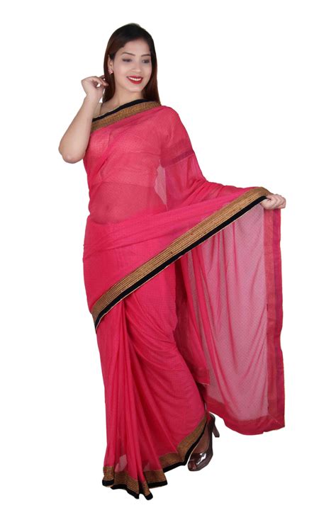 buy indian lace and velvet border pink saree for bollywood theme party costume online shops in