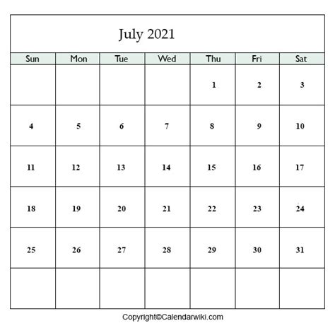 Free July 2021 Printable Calendars Editable And Blank