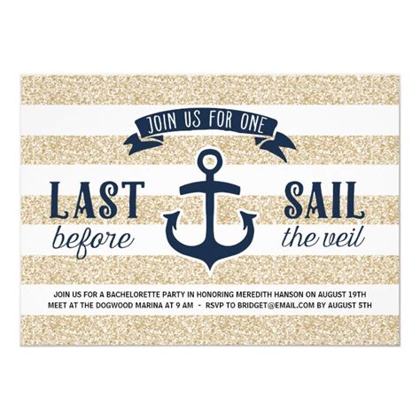 Last Sail Nautical Bachelorette Party Card Zazzle