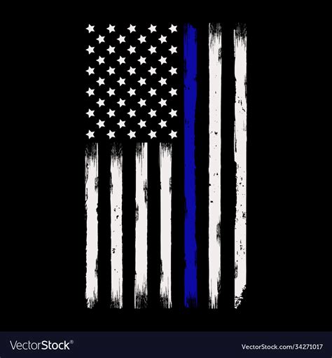Thin Blue Line American Flag Royalty Free Vector Image
