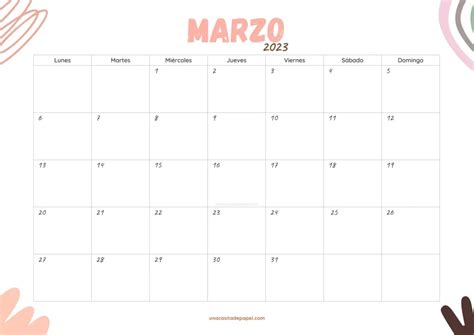 Calendarios Marzo 2023 Para Imprimir Gratis ️ Una Casita De Papel