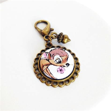 Bambi Fabric Button Cameo Key Chain By Thelittlewonderland On Etsy