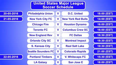 United States Major League Soccer Schedule Youtube