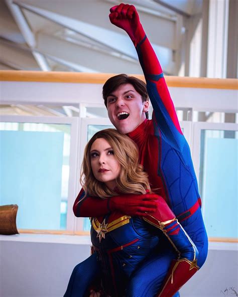 captain marvel and spider man cosplay megacon or by brokephi316 on deviantart spider woman