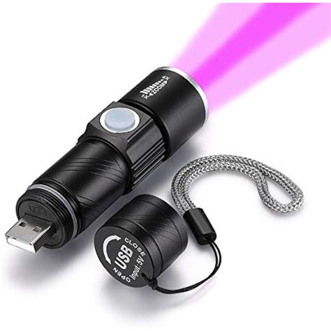 Uv Blacklight Flashlights Usb Rechargeable Portable Ultraviolet 395nm