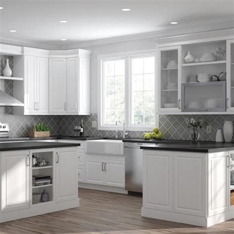 Traditional kitchen with glass kitchen cabinets. Hampton Bay Designer Series Elgin Assembled 15x30x12 in ...