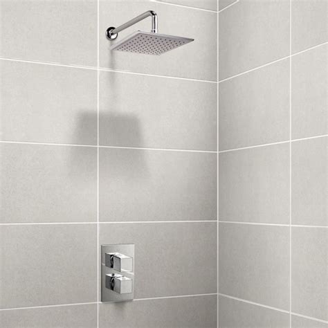 Black, polished brass, oil rubbed bronze, chrome, copper EcoCube Dual Valve with 200mm Square Shower Head & Wall Arm